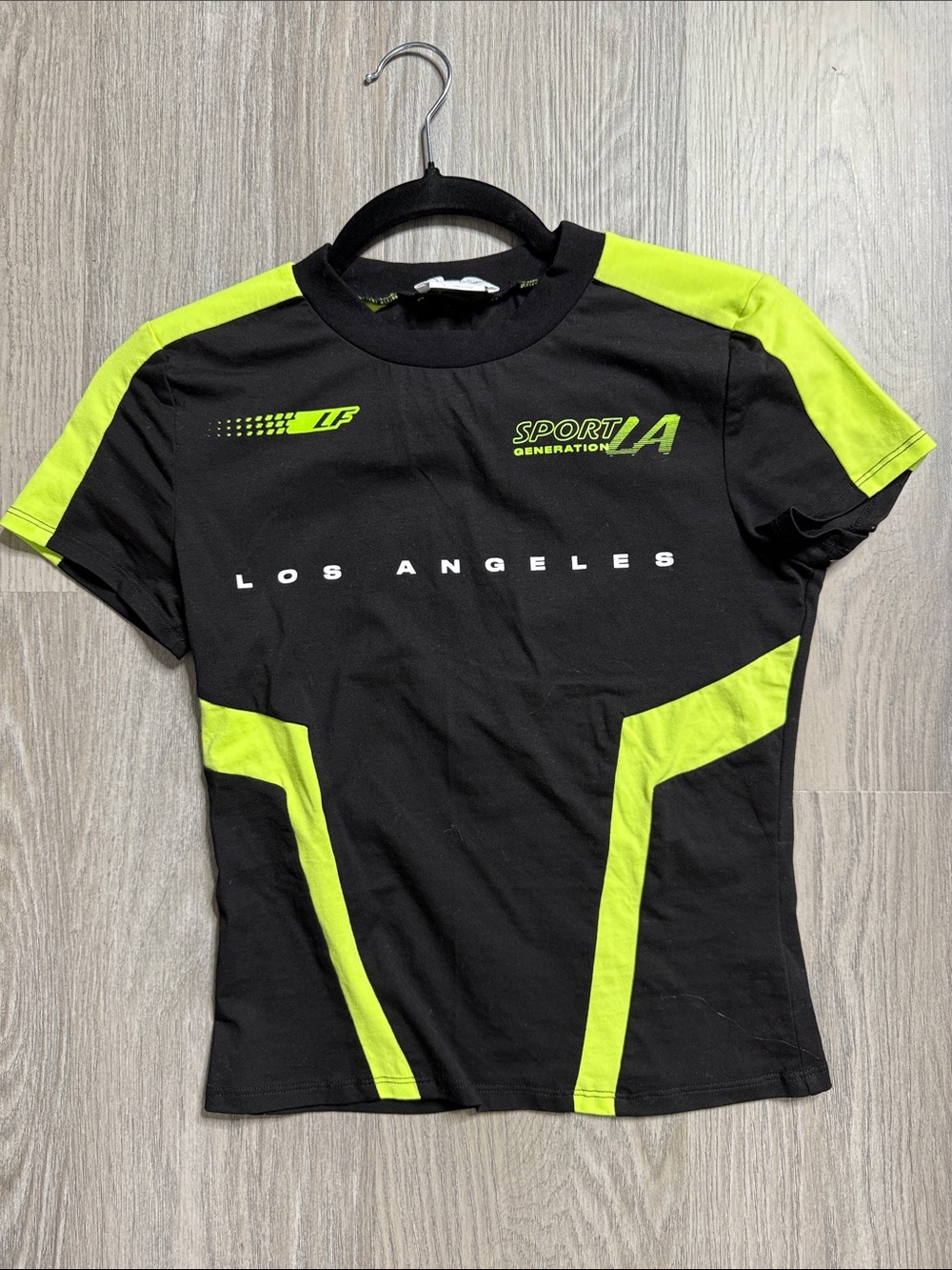 Lovers + Friends Black & Neon Green Sporty 'Los Angeles' Graphic Tee